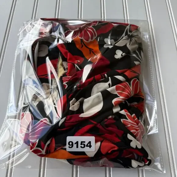 Miraclesuit floral one-piece swimsuit red black floral size 10